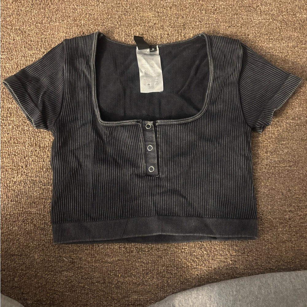 Windsor Black Ribbed Crop Top
